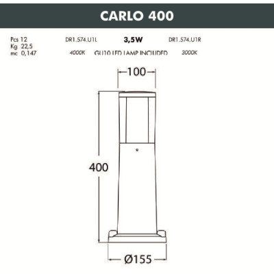 Наземный светильник Carlo DR1.574.000.LXU1L